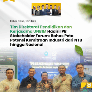 Read more about the article Tim Direktorat Pendidikan dan Kerja Sama UNBIM Hadiri IPB Stakeholder Forum: Bahas Peta Potensi Kemitraan Industri dari NTB hingga Nasional