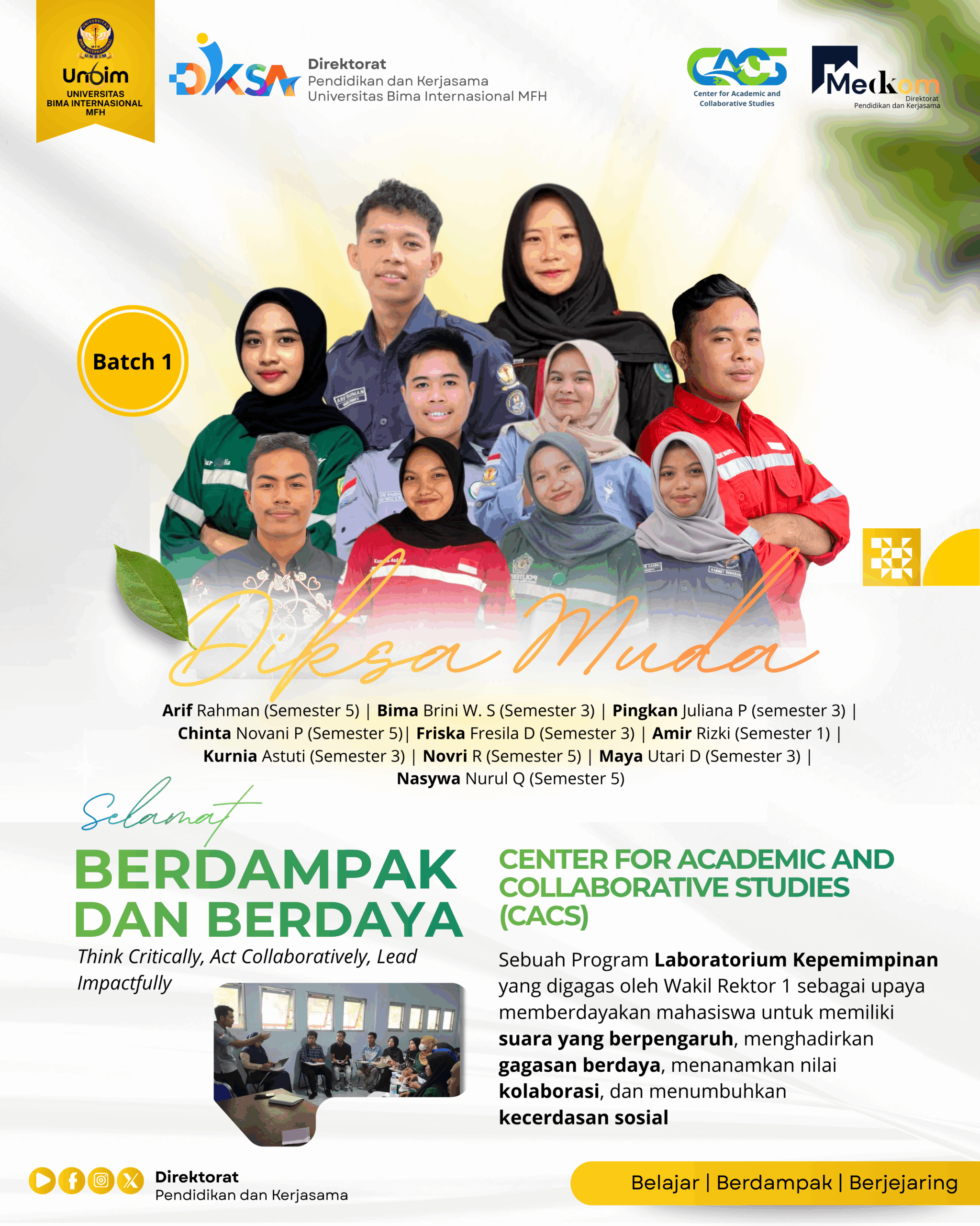 You are currently viewing WR 1 Pilih 10 Diksa Muda Terbaik dari 42 Pendaftar Program CACS Sebagai Laboratorium Kepemimpinan Mahasiswa