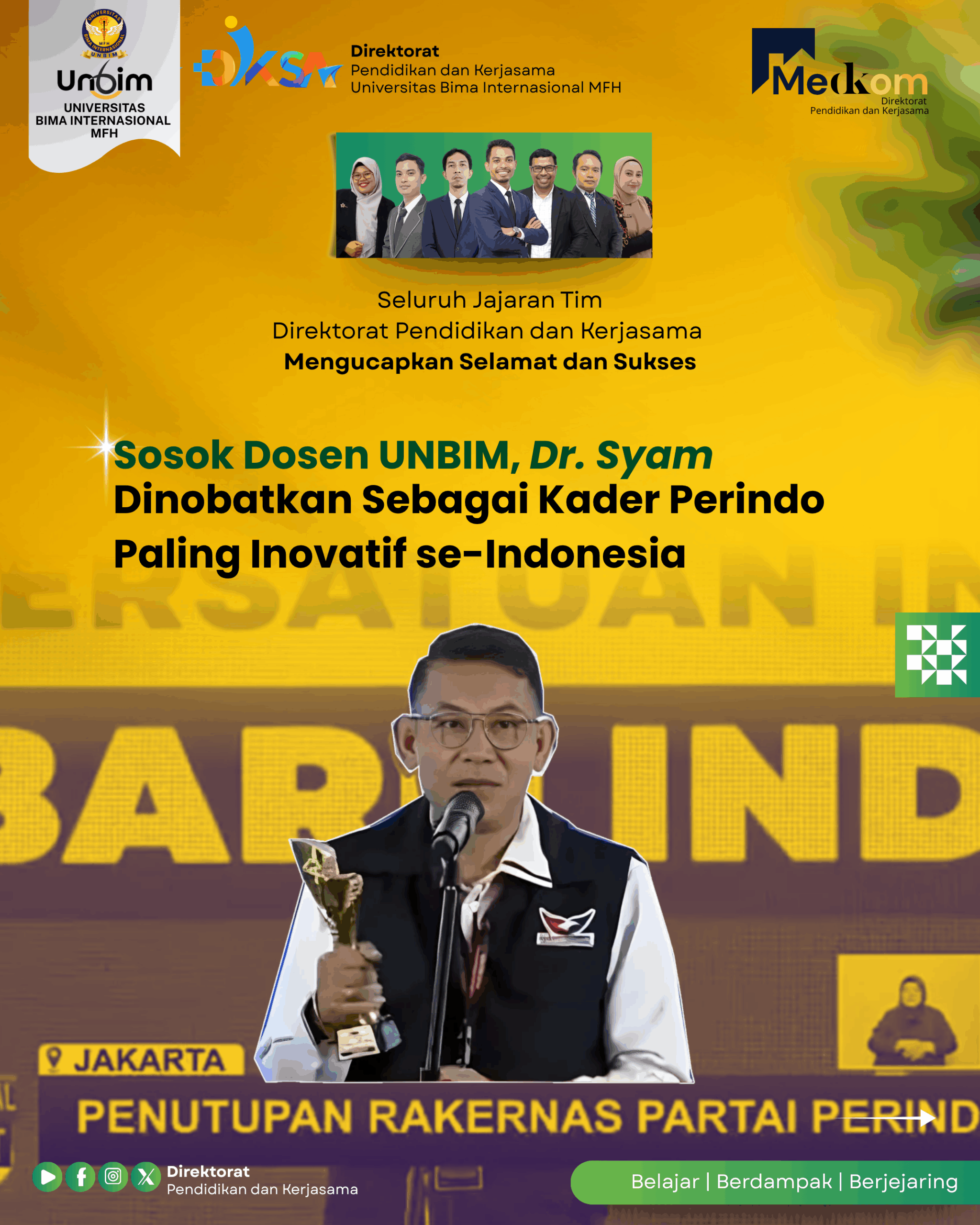 You are currently viewing Sosok Dosen UNBIM Ini Dinobatkan Sebagai Kader Perindo Paling Inovatif se-Indonesia