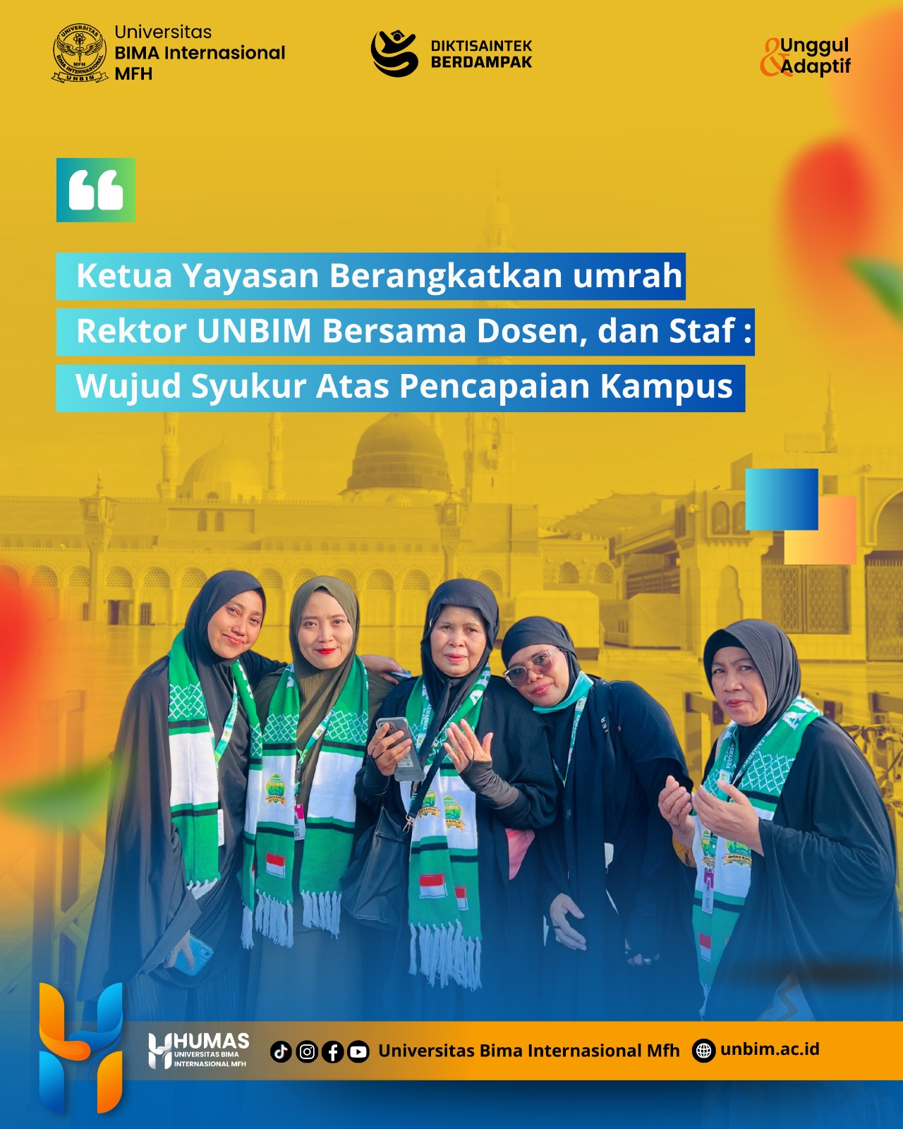 You are currently viewing Ketua Yayasan dan Rektor UNBIM Berangkat Umrah Bersama Dosen, dan Staf: Wujud Syukur Atas Pencapaian Kampus