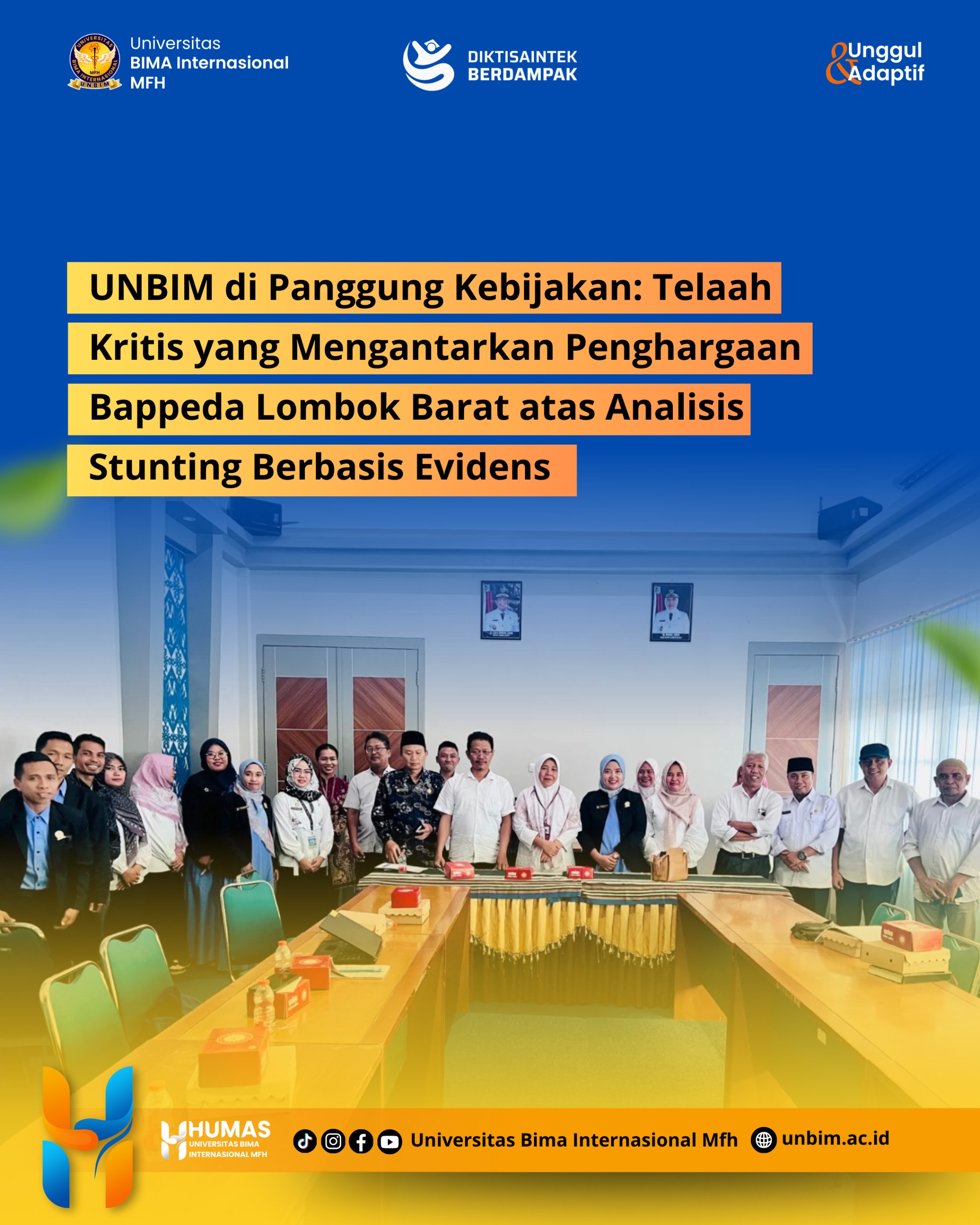 You are currently viewing UNBIM di Panggung Kebijakan: Telaah Kritis yang Mengantarkan Penghargaan Bappeda Lombok Barat atas Analisis Stunting Berbasis Evidens