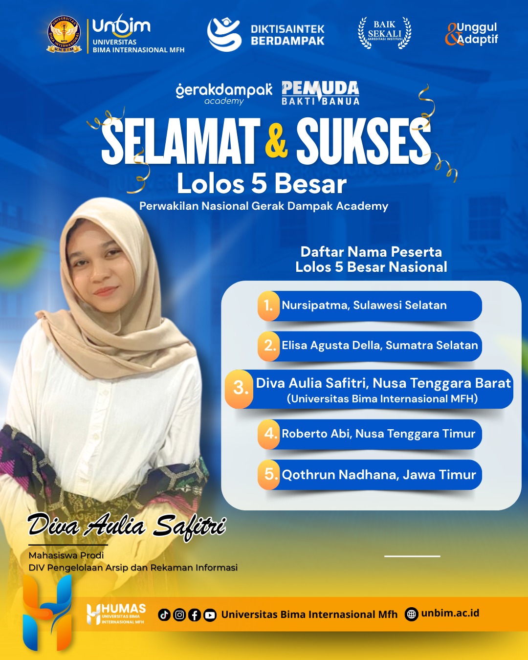 You are currently viewing Mahasiswa UNBIM Jadi Perwakilan Nasional Gerak Dampak Academy 2025, Angkat Pendidikan Inklusif Berbasis Budaya Lokal