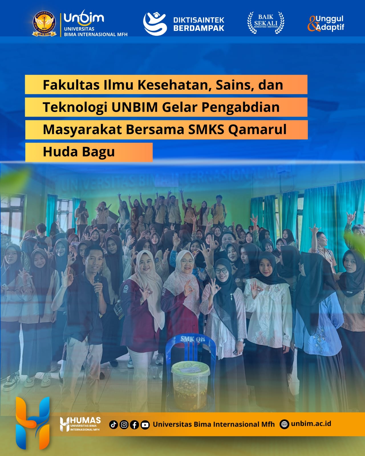 You are currently viewing Fakultas Ilmu Kesehatan, Sains dan Teknologi UNBIM Gelar Pengabdian Masyarakat Bersama SMKS Qamarul Huda Bagu