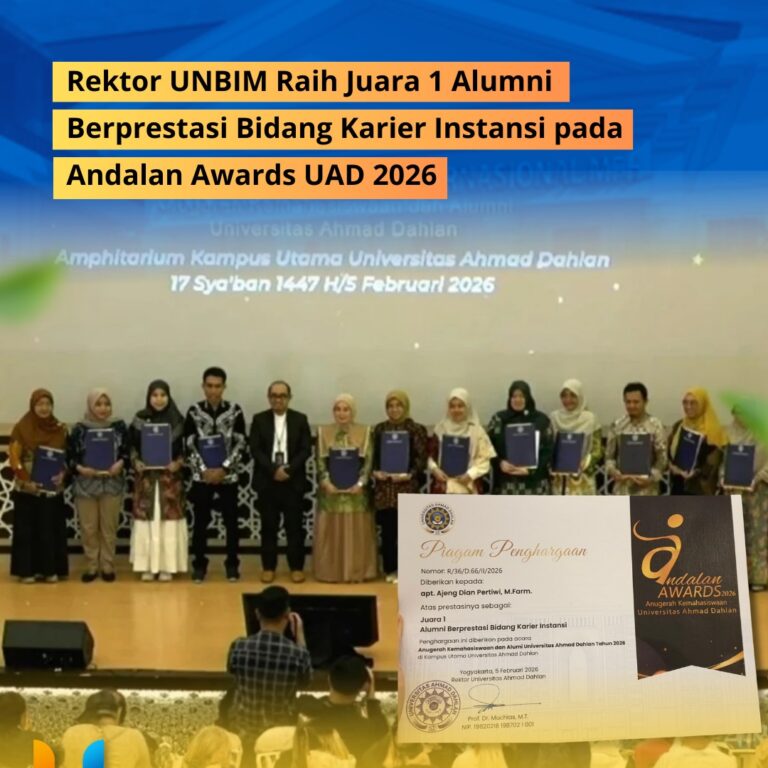 Read more about the article Rektor UNBIM Raih Juara 1 Alumni Berprestasi Bidang Karier Instansi pada Andalan Awards UAD 2026