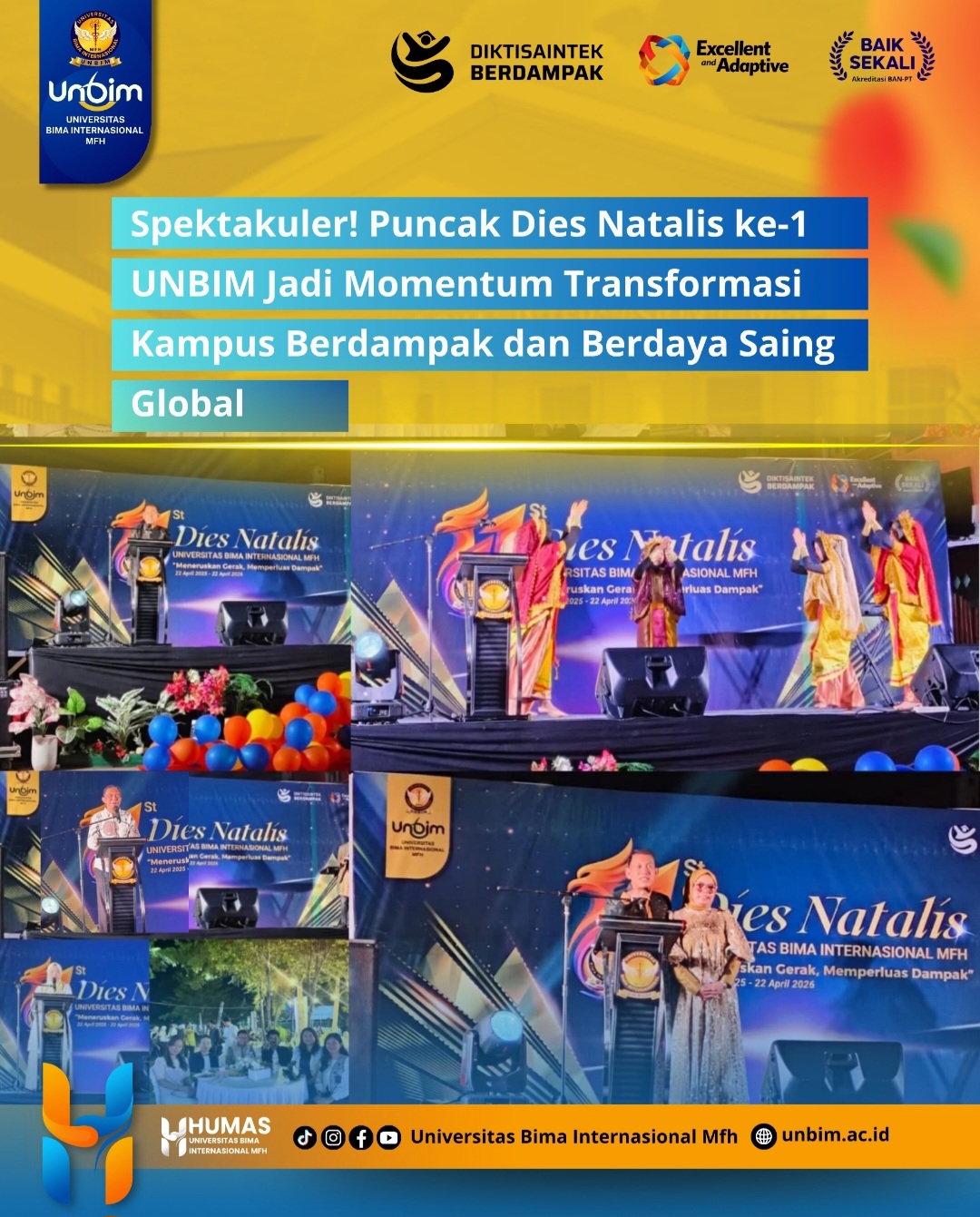 You are currently viewing Spektakuler! Puncak Dies Natalis ke-1 UNBIM Jadi Momentum Transformasi Kampus Berdampak dan Berdaya Saing Global