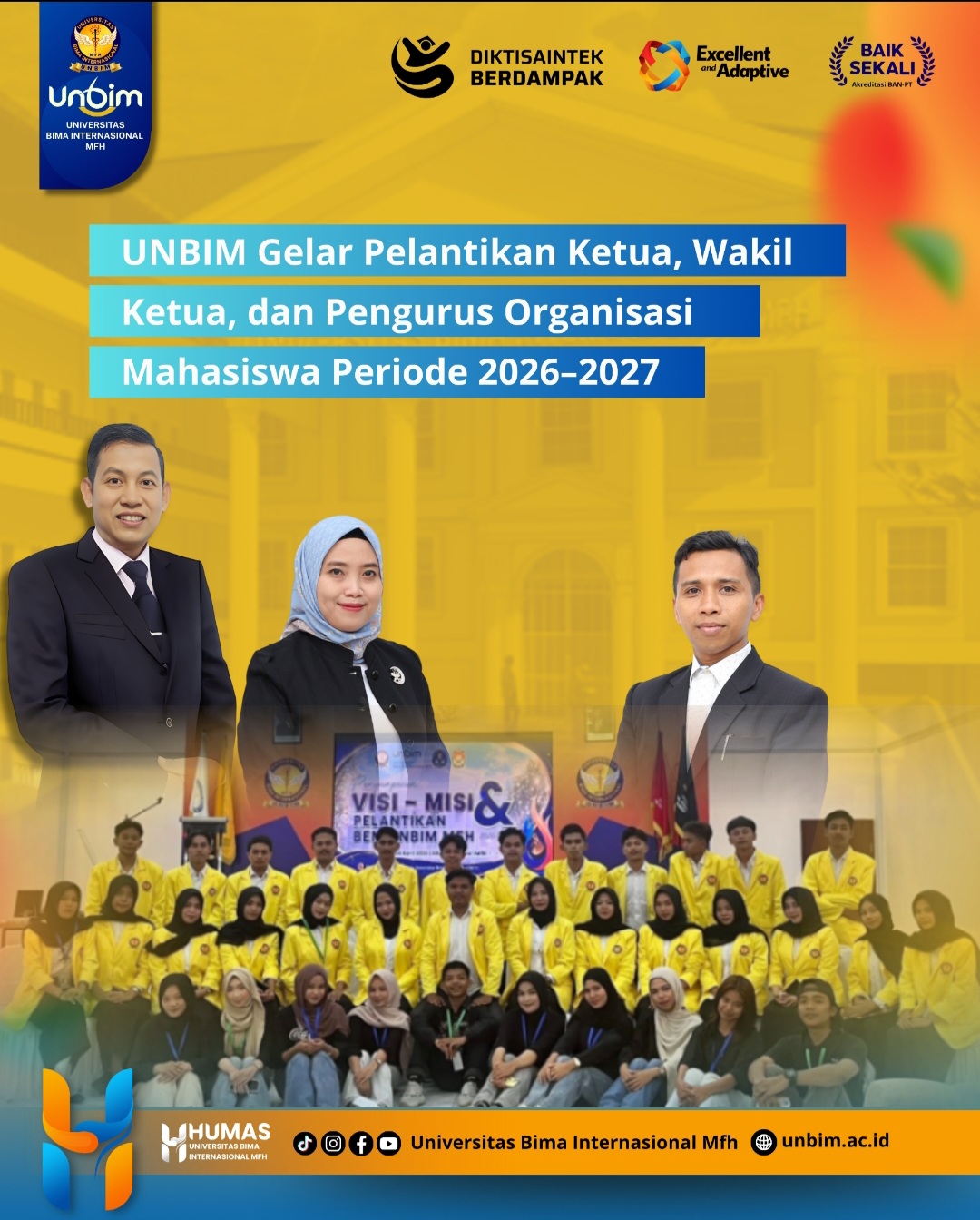 You are currently viewing UNBIM Gelar Pelantikan Ketua, Wakil Ketua dan Pengurus Organisasi Mahasiswa Periode 2026–2027