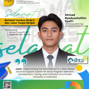 Read more about the article Pecah Rekor Akademik! Ahmad Ryadussholihin Syafi’i Tembus SINTA 2 dan Lulus Tanpa Skripsi di UNBIM