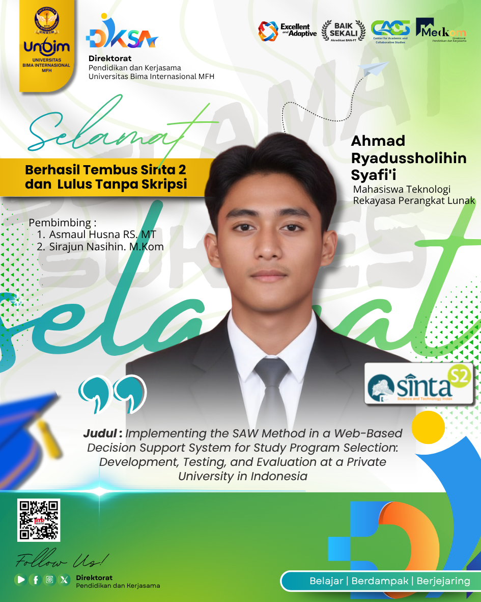 You are currently viewing Pecah Rekor Akademik! Ahmad Ryadussholihin Syafi’i Tembus SINTA 2 dan Lulus Tanpa Skripsi di UNBIM