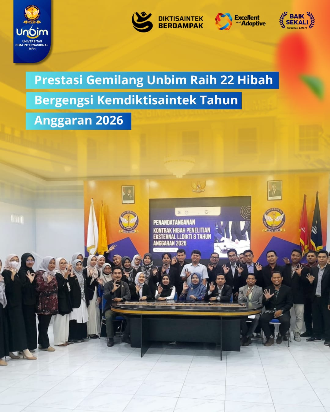 You are currently viewing Prestasi Gemilang! UNBIM Raih 22 Hibah Bergengsi Kemdiktisaintek Tahun Anggaran 2026
