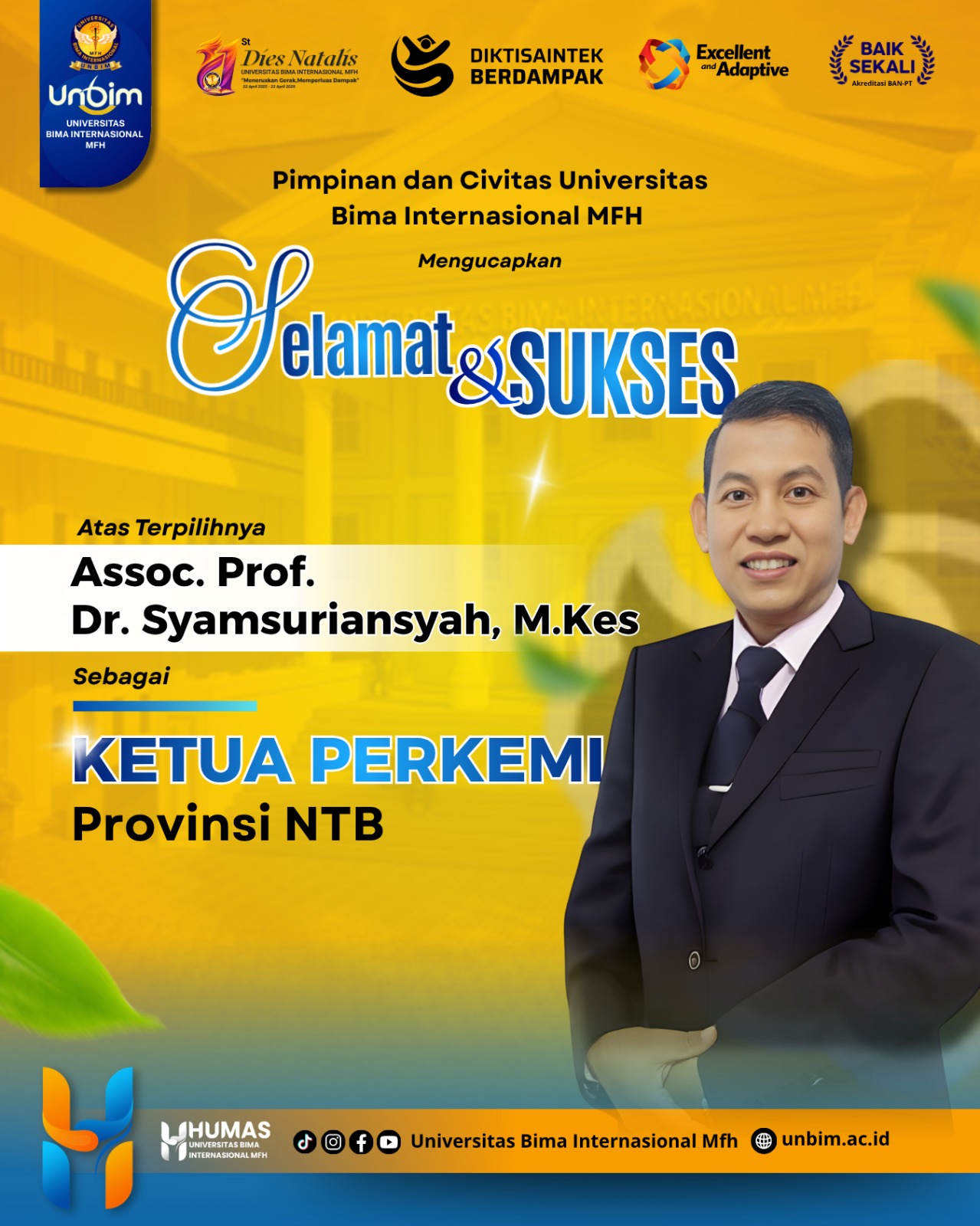 You are currently viewing Pembina Yayasan UNBIM Resmi Terpilih Sebagai Ketua Umum PERKEMI NTB Masa Bakti 2026–2030
