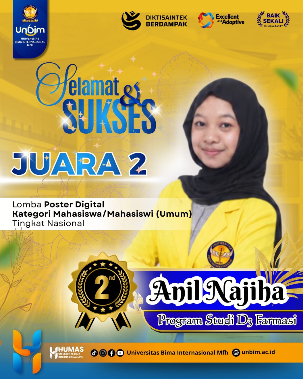 You are currently viewing Mahasiswi D3 Farmasi UNBIM Raih Juara II Lomba Poster Digital Tingkat Nasional