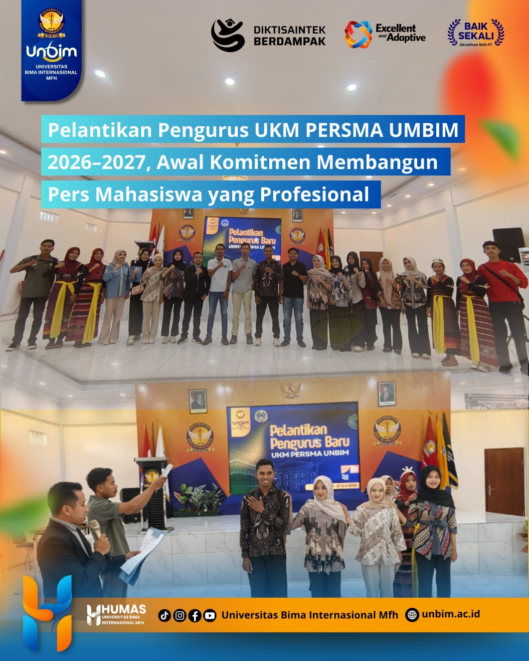 You are currently viewing Pelantikan Pengurus UKM PERSMA UNBIM 2026–2027, Awal Komitmen Membangun Pers Mahasiswa yang Profesional