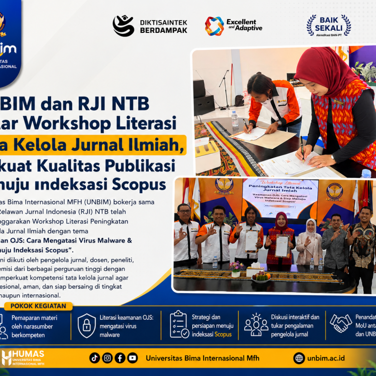 Read more about the article UNBIM dan RJI NTB Gelar Workshop Literasi Tata Kelola Jurnal Ilmiah, Perkuat Kualitas Publikasi Menuju Indeksasi Scopus