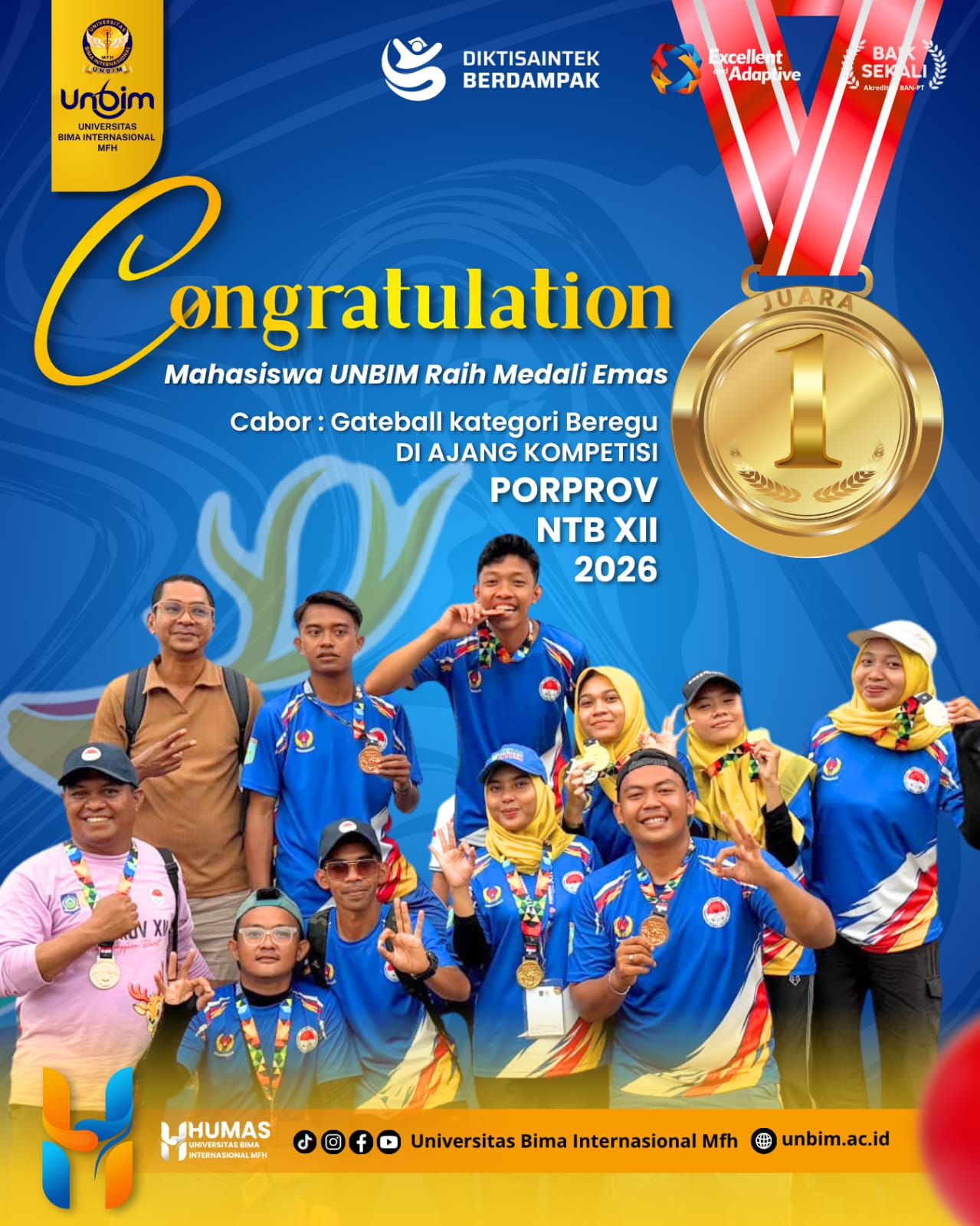 You are currently viewing Tiga Mahasiswa UNBIM Meraih Medali Emas untuk Lombok Barat pada Cabang Gateball PORPROV NTB XII 2026