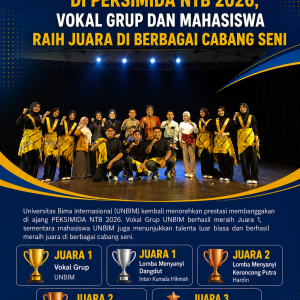 Read more about the article UNBIM Borong Prestasi di PEKSIMIDA NTB 2026, Vokal Grup dan Mahasiswa Raih Juara di Berbagai Cabang Seni