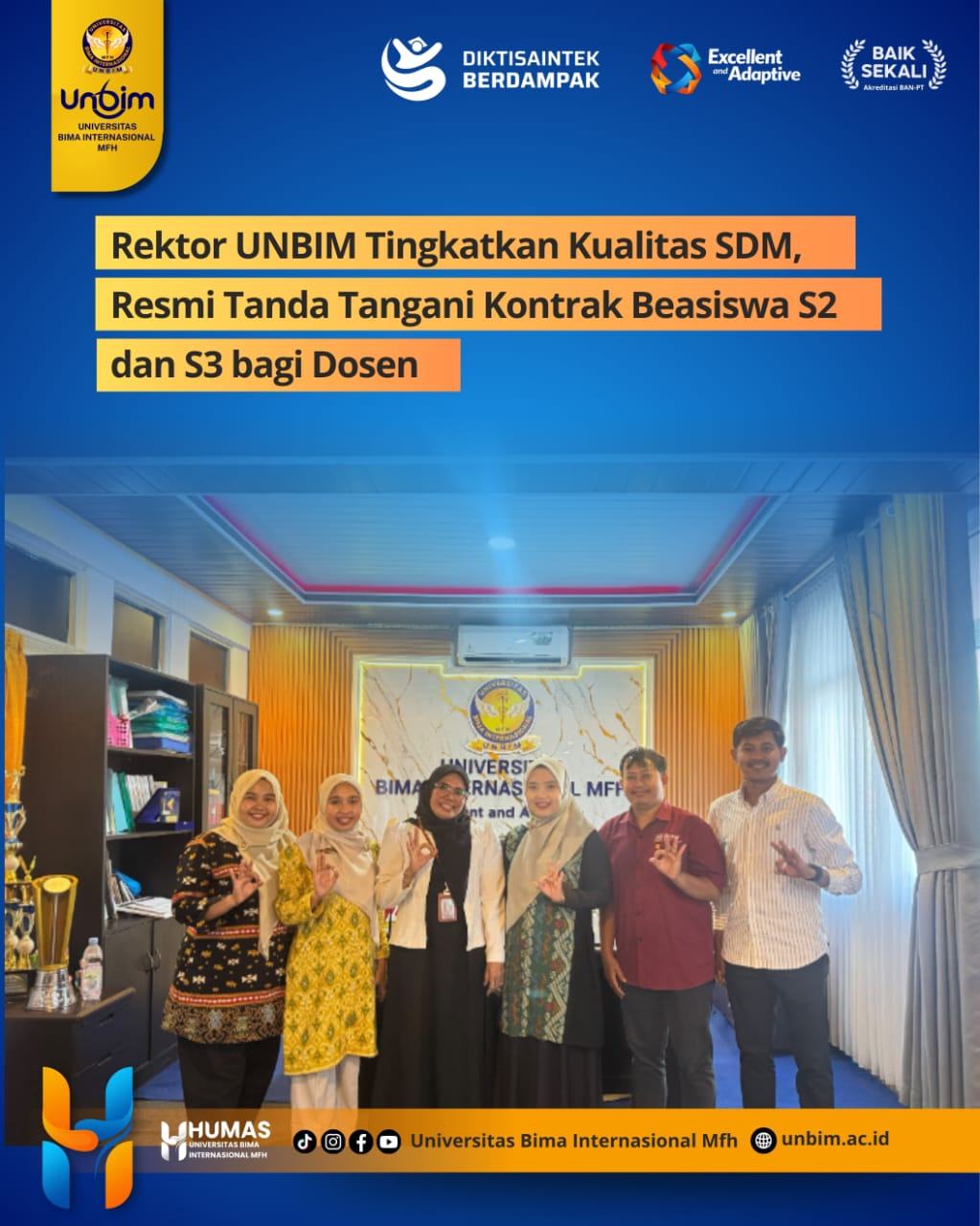 You are currently viewing Rektor UNBIM Tingkatkan Kualitas SDM, Resmi Tanda Tangani Kontrak Beasiswa S2 dan S3 bagi Dosen