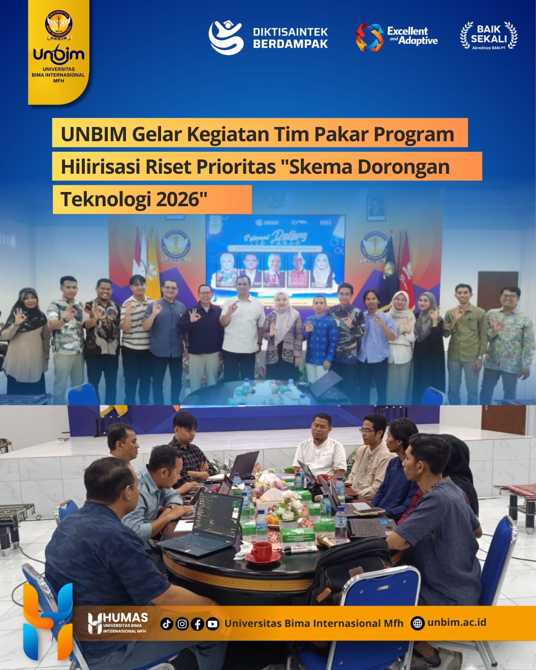 You are currently viewing UNBIM Gelar Kegiatan Tim Pakar Program Hilirisasi Riset Prioritas “Skema Dorongan Teknologi 2026”