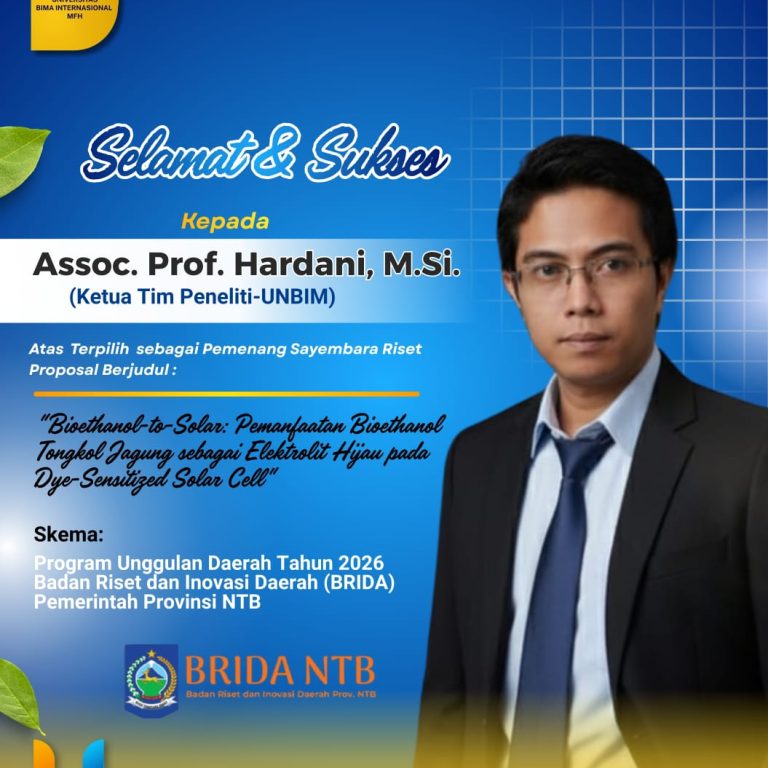 Read more about the article Assoc. Prof. Hardani, M.Si. Menangkan Sayembara Riset BRIDA NTB, UNBIM Perkuat Kiprah Riset dan Inovasi Daerah